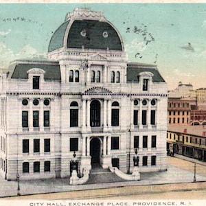 carte postale vintage, Providence, Rhode Island, hôtel de ville, lieu de change, carte postale, 1913, carte postale ancienne, carte postale ancienne, cadeau Providence