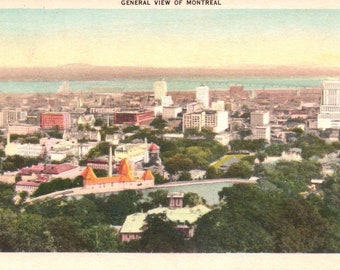 Vintagevykort, Montreal, Kanada, Vykort, Gammalt vykort, Antikvykort, Montrealvykort, Kanadavykort, Montreal Kanada Stadsutsikt