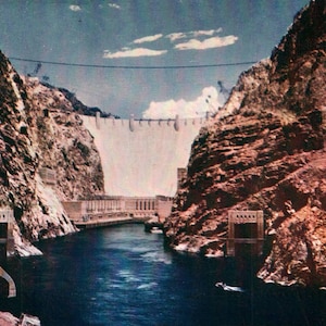 Carte postale vintage, Boulder Dam, Boulder City, Nevada, Carte postale, Antiquité, Ephémère, Carte postale du Nevada, Cadeau de Boulder Dam, Souvenir, Carte postale