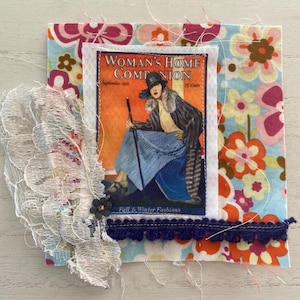 Fabric Snippet, Junk Journal, Fabric Photo, Art Deco Woman, Fabric Collage, Journaling Page, Journal, Journaling, Snippet, Snippets