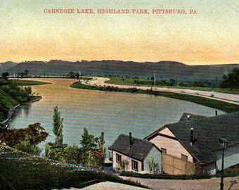 Cartão postal vintage, Pittsburgh, Pensilvânia, Carnegie Lake, Highland Park, cartão postal, cartão postal Pittsburgh, cartão postal Carnegie Lake, Pittsburg