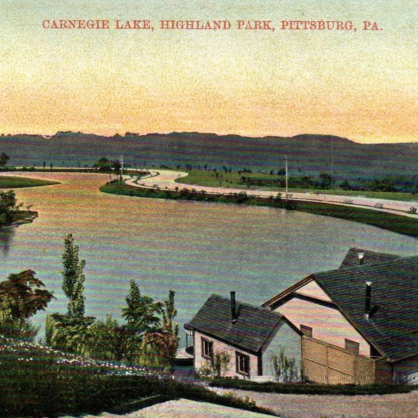 Vintage Postcard, Pittsburgh, Pennsylvania, Carnegie Lake, Highland Park, Postcard, Pittsburgh Postcard, Carnegie Lake Postcard, Pittsburg