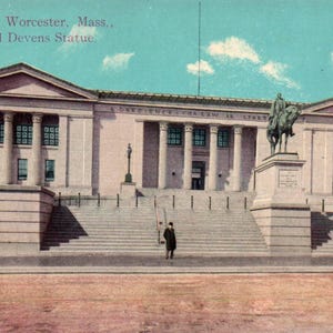 Vintage Postcard, Worcester, Massachusetts, Court House, General Devens Statue, Postcard, Antique Postcard, Worcester Court House, Worcester