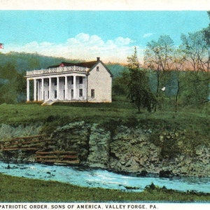 Postal Vintage, Valley Forge, Pensilvania, Hijos de América, Orden Patriótica, Edificio, Postal Valley Forge, Postal Antigua, Postal