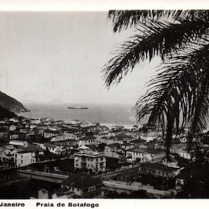 Cartão postal vintage, fotografia vintage, Rio de Janeiro, Praia de Botafogo, RPPC, foto real, coisas efêmeras, antiguidade, Brasil, viagem, lembrança do Rio