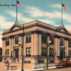Vintage Postcard, Martins Ferry, Ohio, City Building, Postcard, Linen Postcard, Antique Postcard, Vintage Postcard, Ohio Postcards