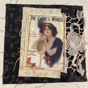 Fabric Snippet, Junk Journal Snippet, Fabric Photograph, Vintage Sheet Music, Lady, Glamour, Journal, Junk Journal, Slow Stitch, Snippet