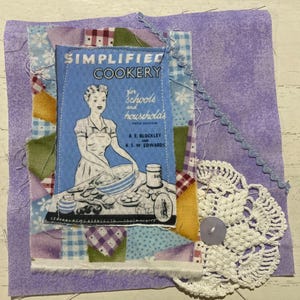 Fabric Snippet, Junk Journal Page, Mixed Media, Housewife, Sewing, Needlewoman, Vintage Photograph, Journal, Journaling, Snippet