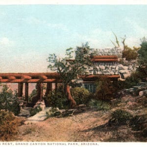 Vintage Postcard, Hermit&#39;s Rest, Grand Canyon, Arizona, National Park, Grand Canyon Postcard, Grand Canyon View, Arizona Grand Canyon