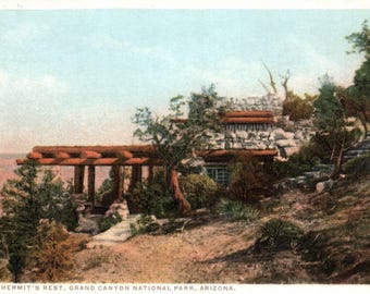 Carte postale vintage, Hermit's Rest, Grand Canyon, Arizona, Parc national, Carte postale du Grand Canyon, Vue sur le Grand Canyon, Grand Canyon de l'Arizona