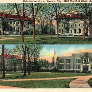 Cartão postal vintage, Kansas City, Missouri, Universidade de Kansas City, Cartão postal, Cartão postal de linho, Cartão postal antigo, Universidade de Kansas City, Missouri