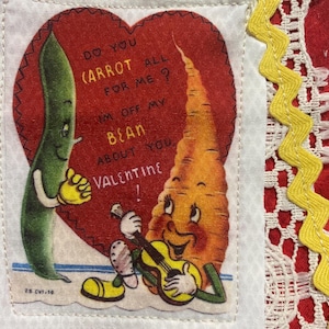 Fabric Snippet, Junk Journal, Fabric Photo, Journaling Page, Anthropomorphic Vegetable People, Slow stitch, Journal Tuck, Fabric Snippets