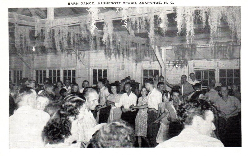 Minnesott Beach, Arapahoe, North Carolina, Barn Dance, Teen Dance, Linen Postcard, Vintage