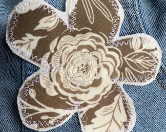 Boho Flower Patch, Patch for Jeans, Bags, Junk Journal, Jackets, Sweatshirts