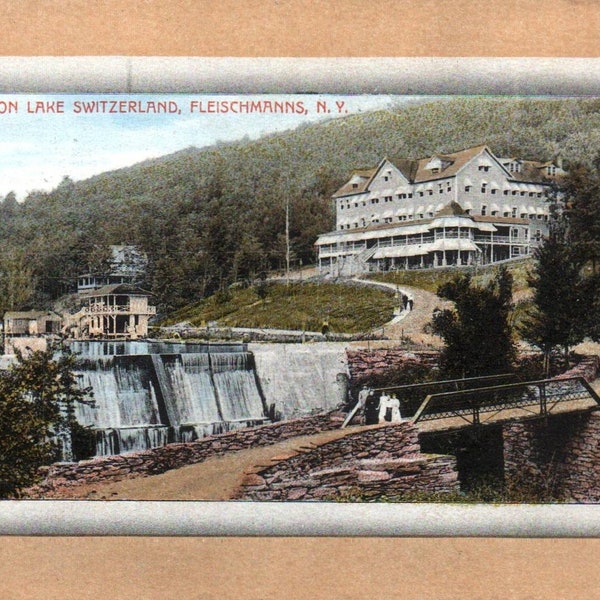 Vintage Postcard, Lake Switzerland, Fleischmanns, New York, HOtel, Postcard, Old Postcard, New York Postcard, Travel Wall