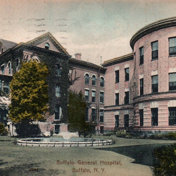 Vintage Postcard, Buffalo, New York, General Hospital, 1909, Old Postcard, Postcard, Antique Postcard