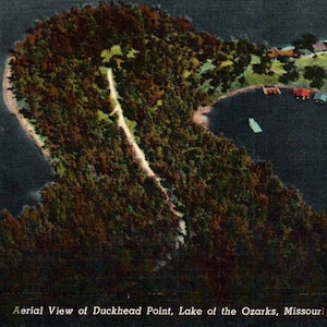 Vintage Postcard, Duckhead Point, Lake of the Ozarks, Missouri, Postcard, Old Postcard, Linen Postcard, Missouri Postcard, Ozarks Postcard