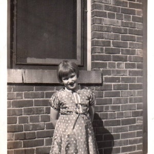 Found Photo, Young Lady in Polka Dot Dress, Vintage Photograph, Old Photograph, Black and White Photograph, Ephemera, Vintage Photos