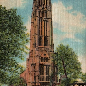 Cartão postal vintage, Igreja Riverside, cidade de Nova York, Nova York, cartão postal, cartão postal de linho, cartões postais da cidade de Nova York, cartão postal de Nova York, Nova York