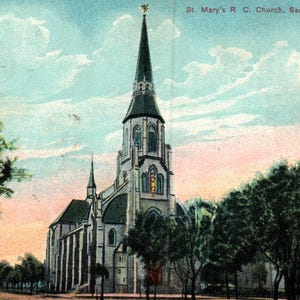 Vintage Postcard, Sandusky, Ohio, St. Mary&#39;s, Catholic Church, Sandusky Catholic Church, Postcard, Antique Postcard, Sandusky Ohio Church