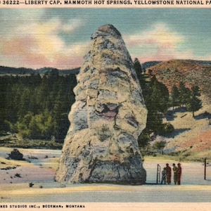 Postal antigua, Yellowstone, Liberty Cap, Mammoth Hot Springs, Antigua, Souvenir imagen 1