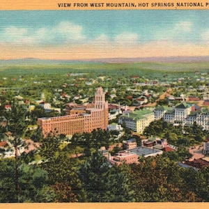 Vintage Postkarte, Hot Springs, Arkansas, Nationalpark, Ansicht vom West Mountain, Postkarte, Hot Springs Ansicht, Arkansas Postkarte, Hot Springs