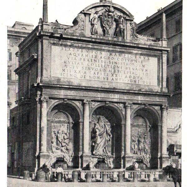 Vintage Postcard, Rome, Italy, Fontana Del Mose Eretta Da Sisto V, Postcard, Old Postcard, Italy Postcard, Rome Postcard