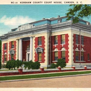 Vintage Postcard, Camden, South Carolina, Kershaw County, Court House, Postcard, Ephemera, Antique, Travel, Vacation, Postcard Gift