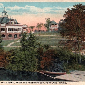 Vintage Postcard, Portland, Maine, Riverton Park, Casino, Old Postcard, Postcard, Maine Postcard, Postcard Collection, Ephemera