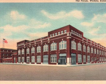 Vintage Postkarte, Wichita, Kansas, The Forum, Postkarte, Leinenpostkarte, alte Postkarte, Witchita Postkarte, Kansas Postkarte, Wichita Forum