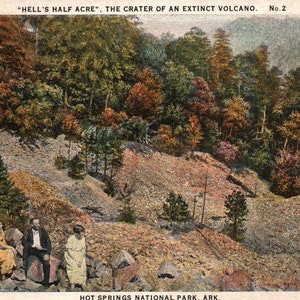 Cartão postal vintage, meio acre do inferno, Hot Springs, Arkansas, parque nacional, vulcão extinto, cartão postal, cartão postal antigo, cartão postal de Hot Springs