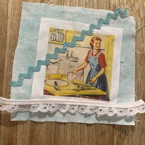 Fabric Snippet, Junk Journal, Fabric Photo, Lady, Woman, Fabric Collage, Journaling Page, Journal Pocket, Slow stitch, Snippet, Fabric Page