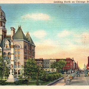 Cartolina, Joliet, Illinois, Chicago Street, Cartolina Vintage, Cartolina di lino, Cartolina Joliet, Vecchia Cartolina, Ephemera, Junk Journal Tuck