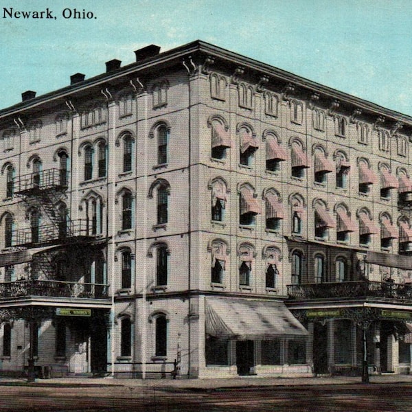 Vintage Postcard, Newark, Ohio, Warden Hotel, Postcard, Old Postcard, Antique Postcard, Ohio Postcard, Newark Postcard, Ohio History, Hotels