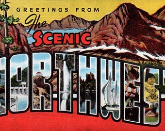 Postal vintage, Noroeste, Postal grande, Recuerdo, Viajes, Vacaciones, Diario, Postal de regalo, Decoración