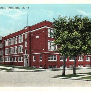 Cartão postal vintage, Oskaloosa, Iowa, ensino médio, cartão postal, cartão postal antigo, Oskaloosa High School, Iowa Cartão postal, Oskaloosa School