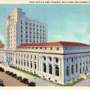 Cartão postal vintage, Oklahoma City, Oklahoma, Edifício Federal, Correios, Cartão postal, Cartão postal de Oklahoma, Cartão postal de Oklahoma City, Oklahoma