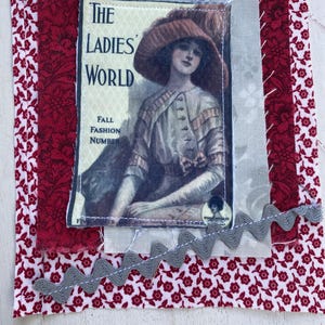 Fabric Snippet, Junk Journal, Fabric Photo, Lady, Fashion, Journaling Page, Drama, Slow stitch, Journal Tuck, Mixed Media, Snippets