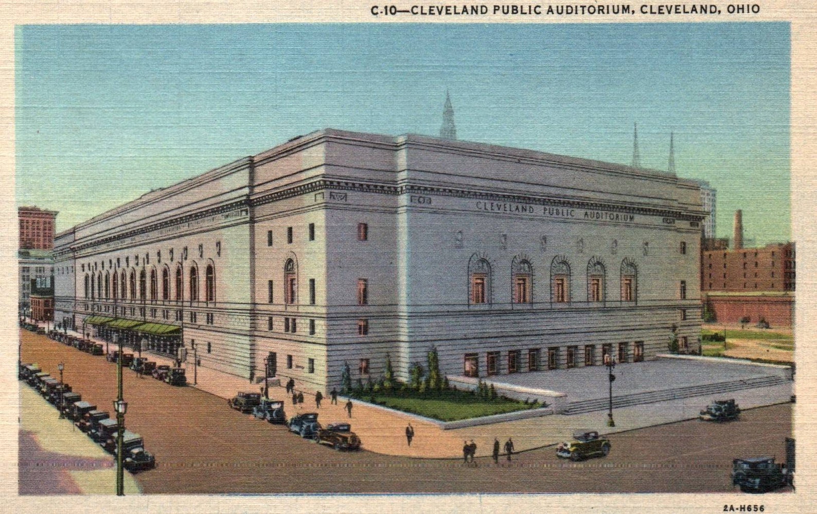 Linen Postcard, Cleveland, Ohio, Public Auditorium, Postcard, Old