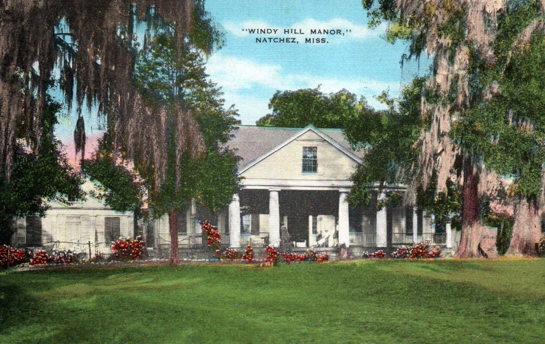 Natchez, Mississippi, Windy Hill Manor, Postcard, Linen Postcard