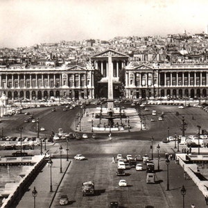 Cartão postal vintage, Paris, França, Place De La Concord, 1967, cartão postal antigo, RPPC, cartão postal de fotografia real, cartão postal de Paris, cartão postal da França