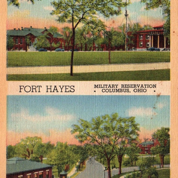 Vintage Postcard, Fort Hayes, Columbus, Ohio, Post Exchange, Headquarters, Postcard, Linen Postcard, Columbus Postcard, Ohio Postcard