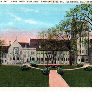 Cartolina d'epoca, Evanston, Illinois, Garrett Biblical Institute, Edifici, Cartolina, Cartolina di lino, Vecchia cartolina, Cartolina di Evanston