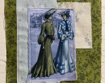 Fragmento de tela de dama victoriana: Junk Journal Art Quilt Supply