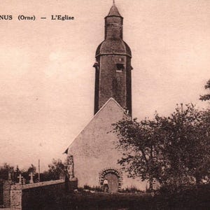 Les Menus, Normandia, França, L'eglise, Igreja, Cartão postal, Cartão postal vintage, Cartão postal antigo, Cartão postal francês, Lembrança da Normandia França