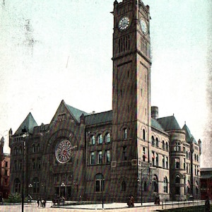 Cartolina d'epoca, Indianapolis, Indiana, Union Passenger State, cartolina, stazione ferroviaria, torre dell'orologio, Indianapolis Cartolina, Indianapolis