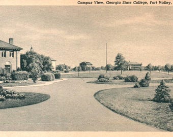 carte postale vintage, Fort Valley, Géorgie, Georgia State College, campus, carte postale, carte postale ancienne, Georgia College, carte postale de Géorgie