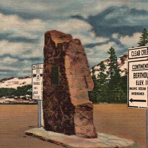 carte postale vintage, Berthoud Pass, Markers, Clear Creek, Continental Divide, Carte postale, Vieille carte postale, Colorado, Carte postale du Colorado, Montagnes