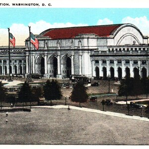 Cartão postal vintage, Union Station, Washington DC, cartão postal antigo, cartão postal, coisas efêmeras, cartão postal de Washington DC, diário de viagem, coisas efêmeras