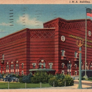 Cartolina d'epoca, Flint, Michigan, I.M.A. Edificio, cartolina, cartolina di lino, vecchia cartolina, cartolina di selce, cartolina del Michigan, selce